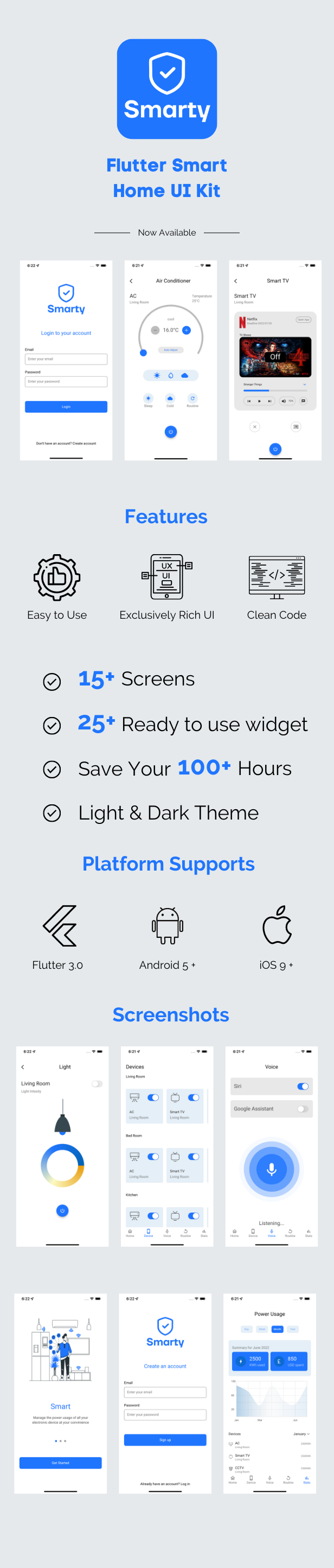 Smarty: Flutter 3.0 Smart Home App UI Kit - 2
